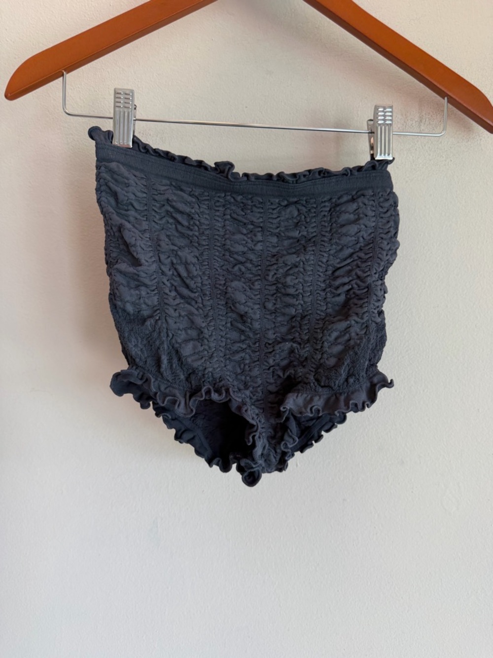 High-Waist Black Ruffle Women’s Shorts free people bloomers XS